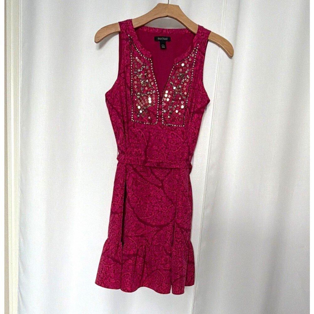 White House Black Market Pink Floral V-Neck Sleeveless A-Line Dress Lined L